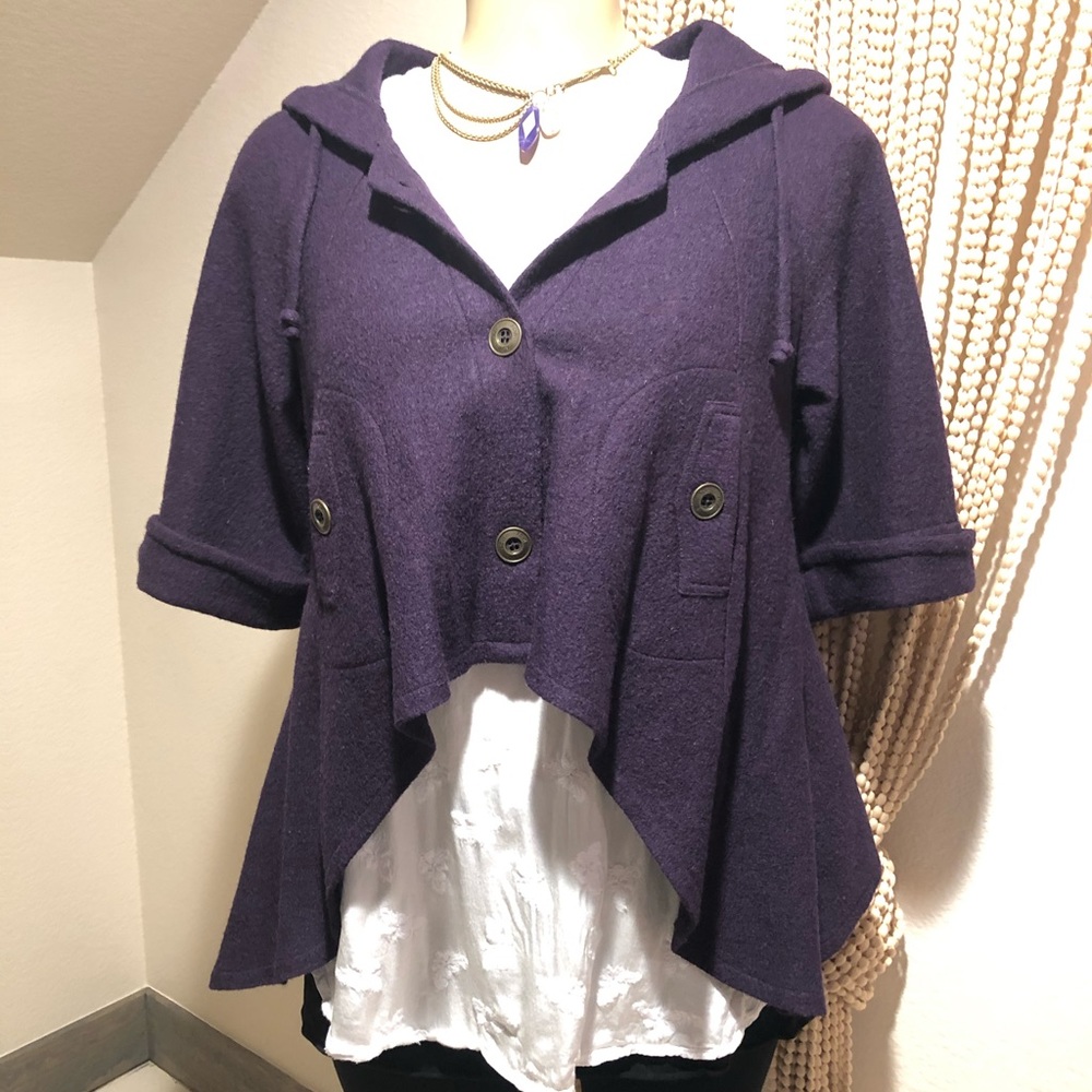Purple wool high low jacket
